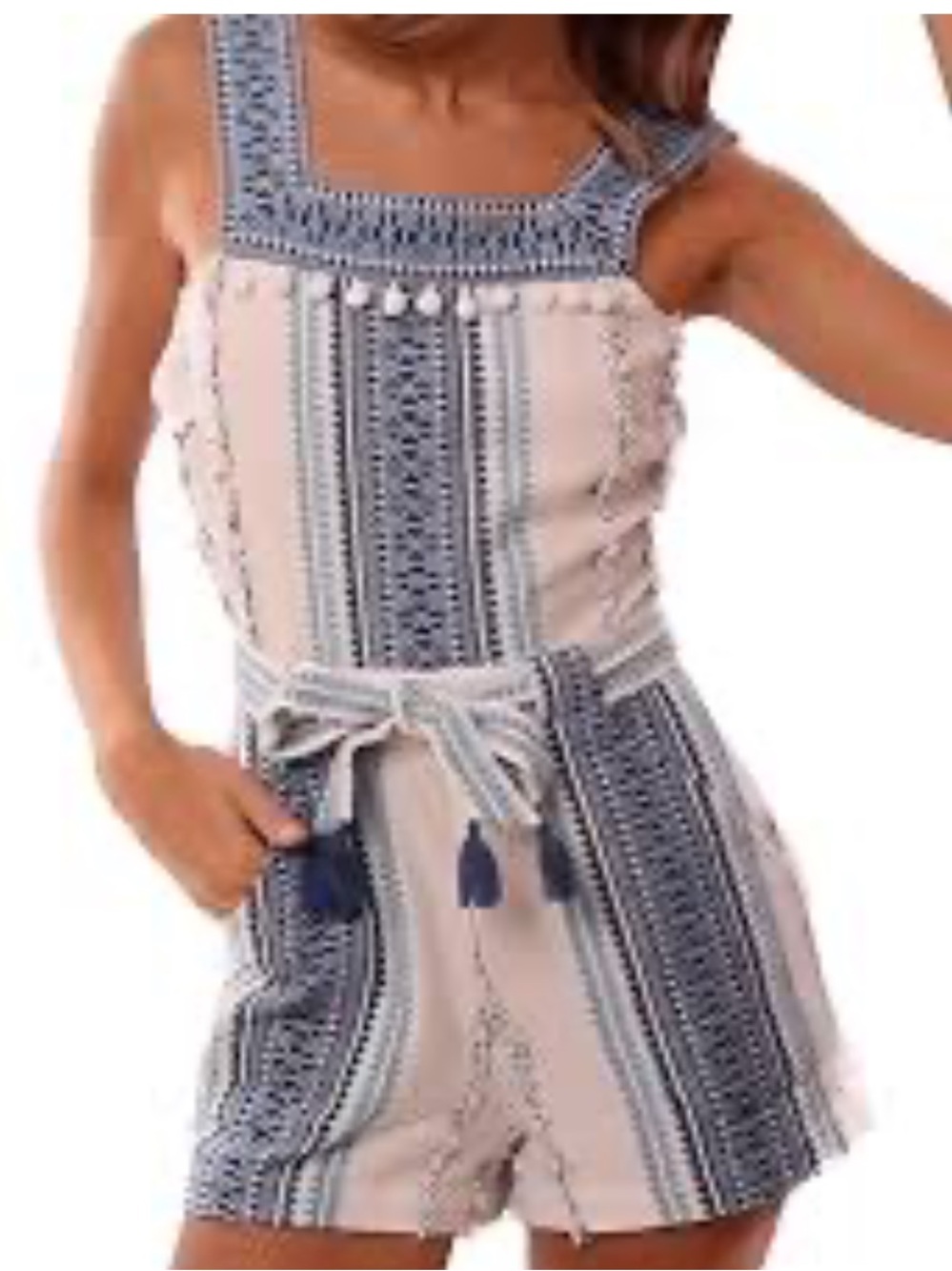 Revolve Saylor Blue Boho Embroidered Romper XS